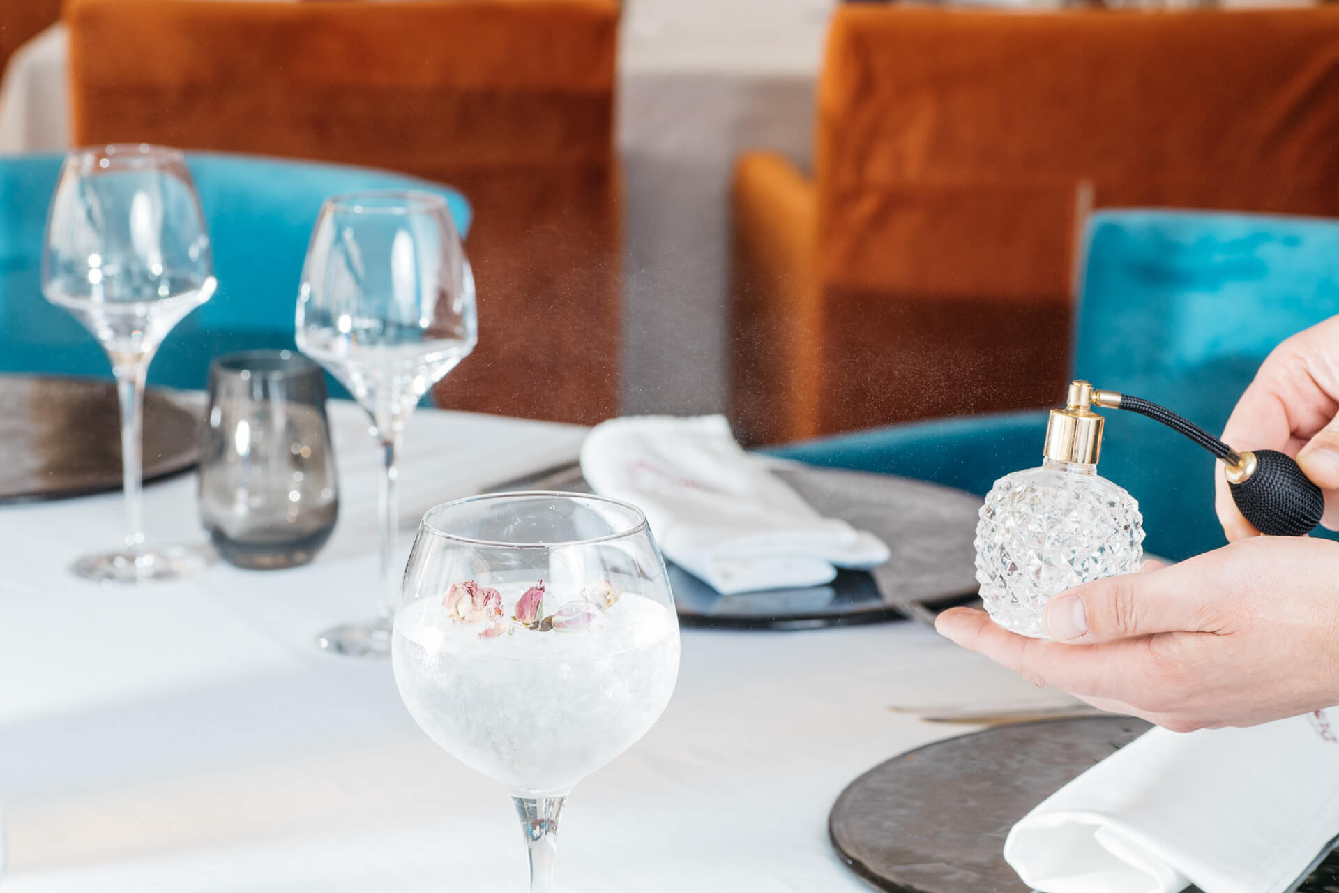 Restaurant Dubrovnik in Old Town - table with wine glasses and modern candle